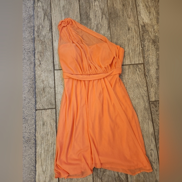 David's Bridal Coral Bridesmaid Dress - Picture 4 of 7